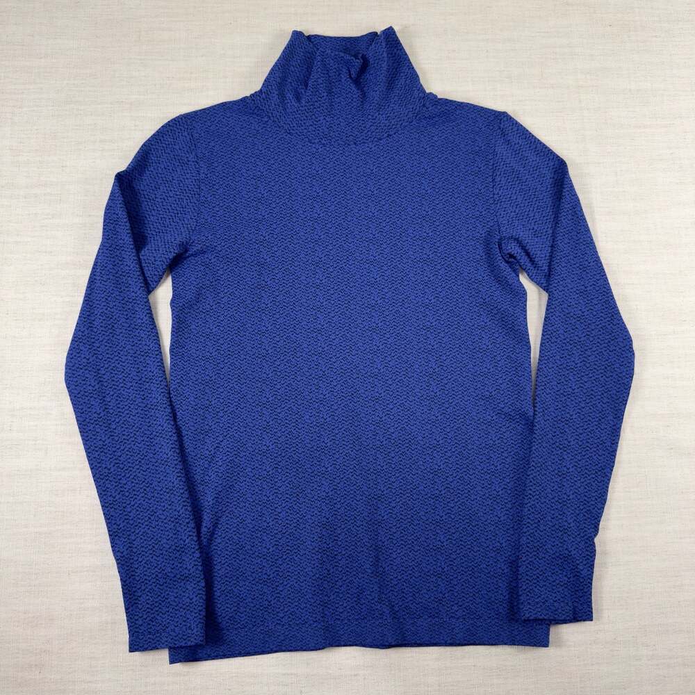 Athleta Flurry Peak Turtleneck Womens Size M Blue Black Long Sleeve Thumb Hole